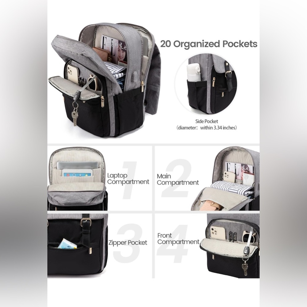 LOVEVOOK Travel Laptop Backpack • Anti-Theft • Waterproof • Carry-On Approved - Picture 4 of 8